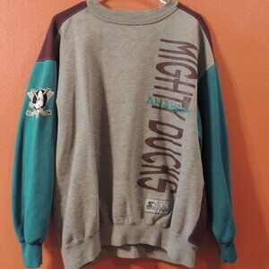 Starter Sweatshirt NHL Anaheim Duck Woman Large Grey Green Purple Shirt